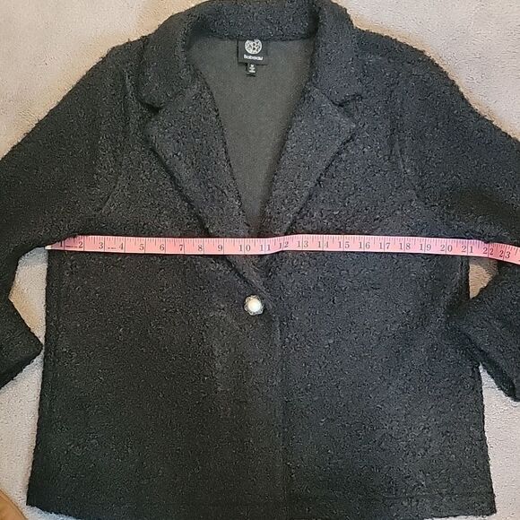 NWOT Bobeau dark green nubby knit 3/4 sleeve sweater jacket - Picture 9 of 14